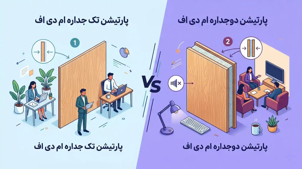 راهنمای خرید و تفاوت پارتیشن تک جداره و دوجداره ام دی اف