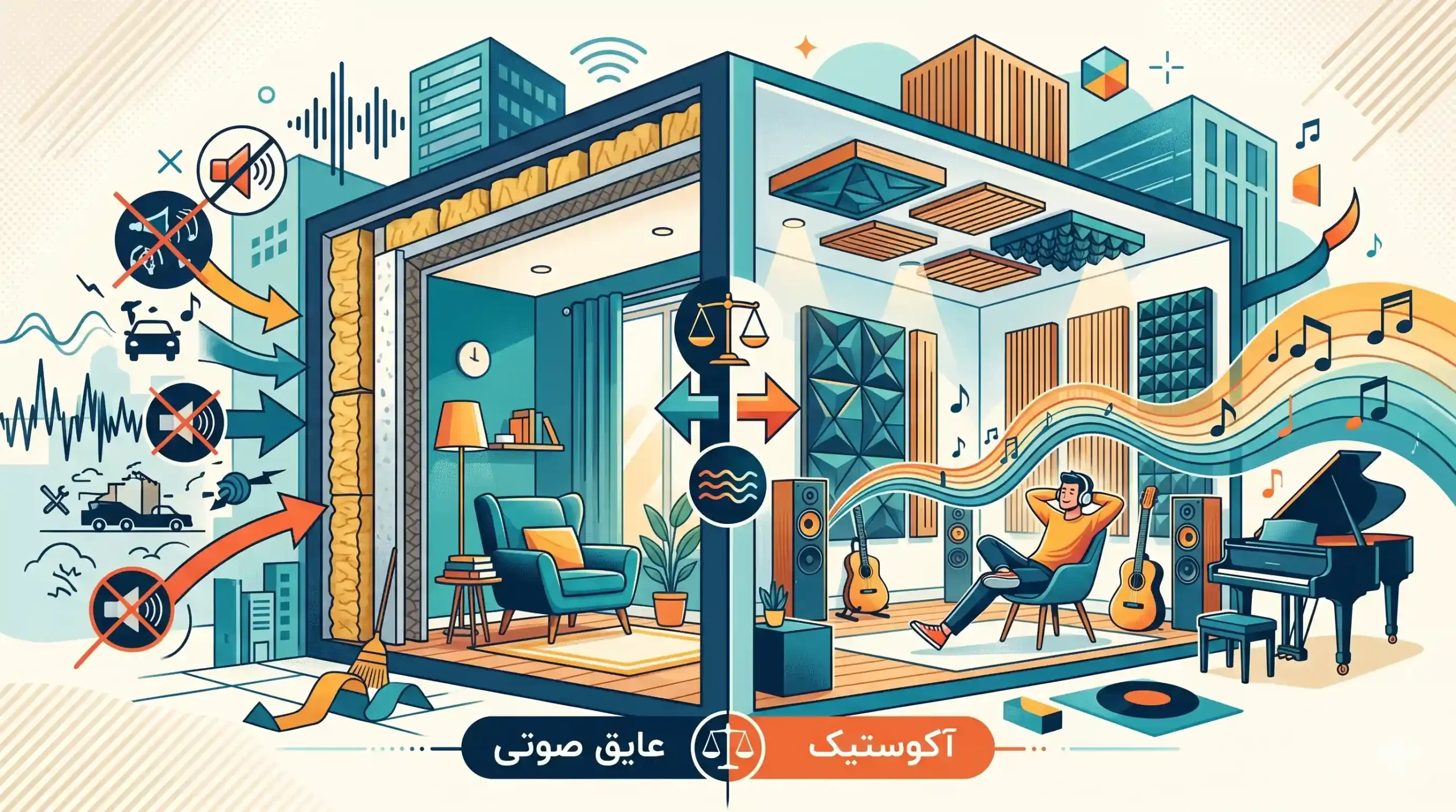 🔊 بررسی مقایسه‌ای عایق صوتی و آکوستیک