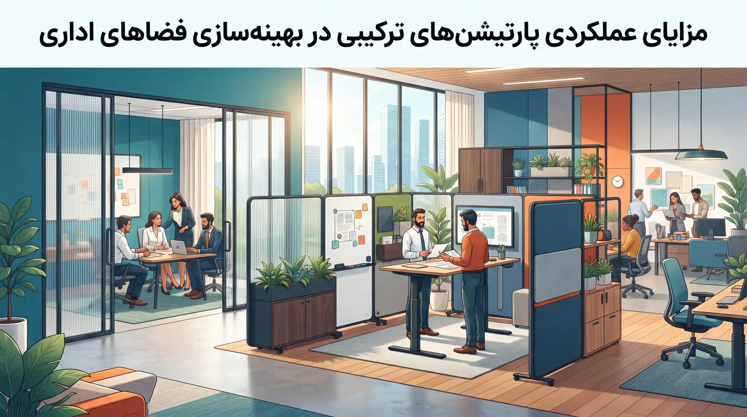 💡 مزایای عملکردی پارتیشن‌های ترکیبی در بهینه‌سازی فضاهای اداری