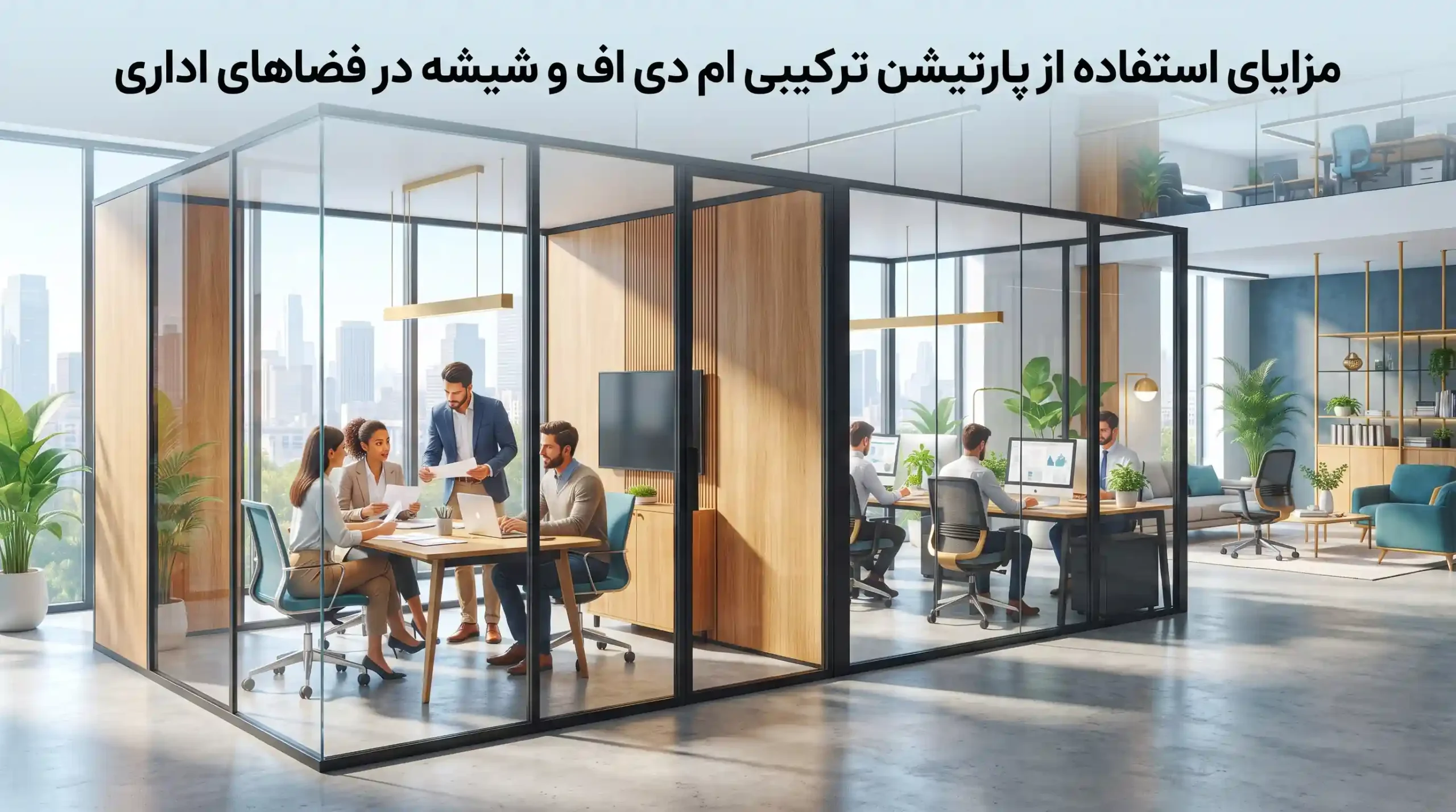 💼 مزایای استفاده از پارتیشن ترکیبی ام دی اف و شیشه در فضاهای اداری