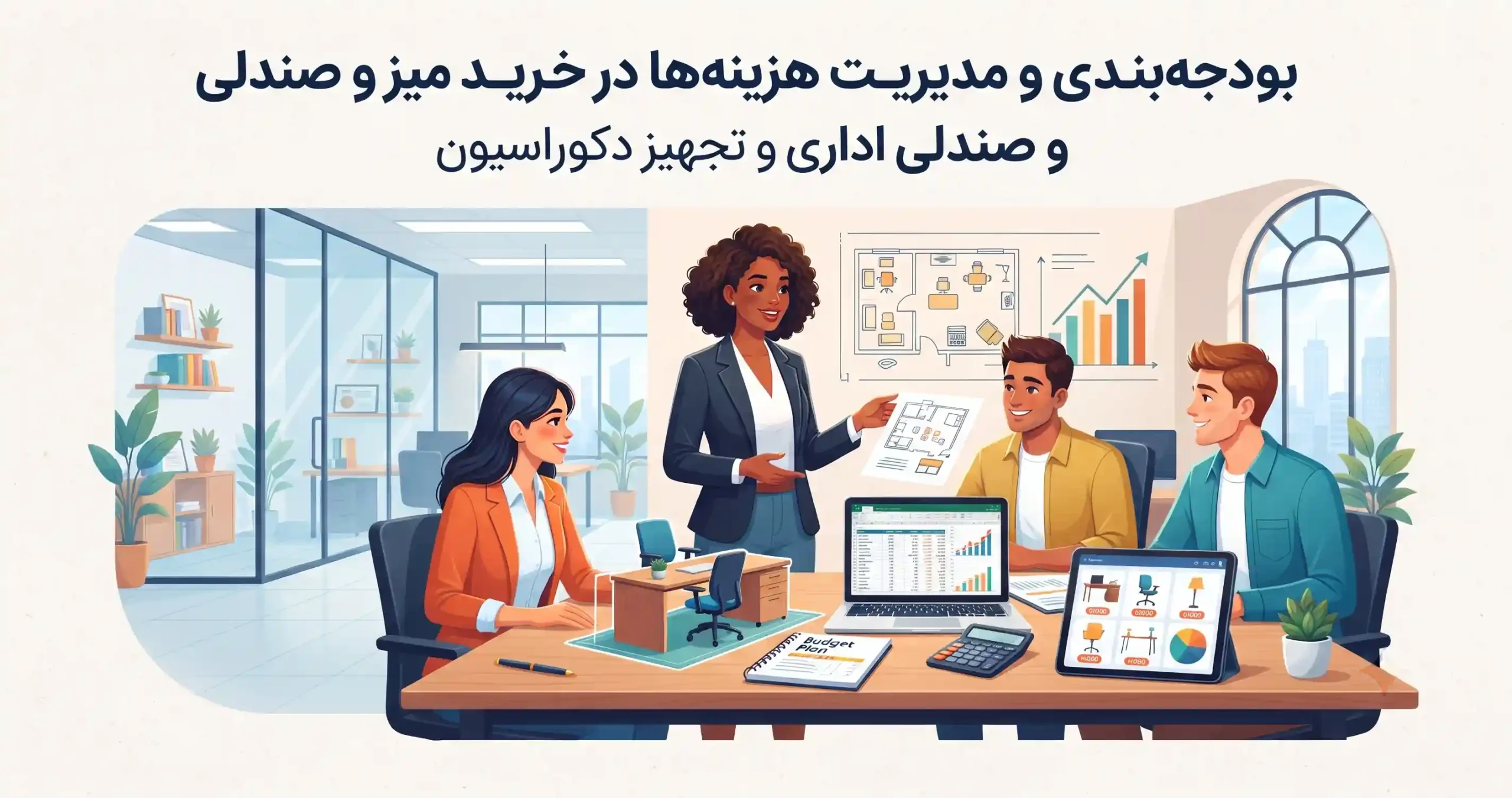 💰 بودجه‌بندی و مدیریت هزینه‌ها در خرید میز و صندلی اداری و تجهیز دکوراسیون