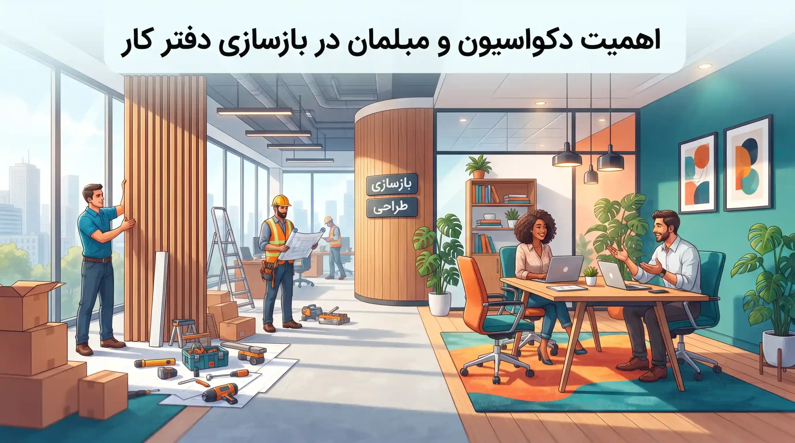 🏢 اهمیت دکوراسیون و مبلمان در بازسازی دفتر کار