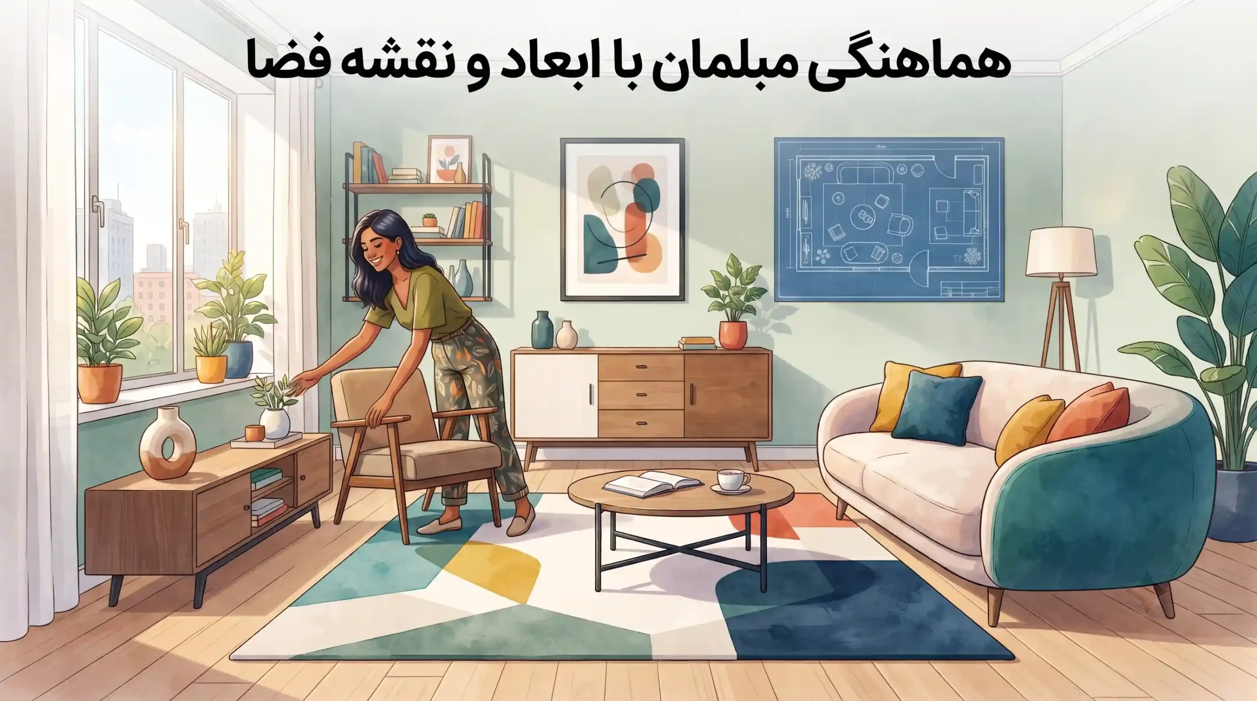 📐 هماهنگی مبلمان با ابعاد و نقشه فضا