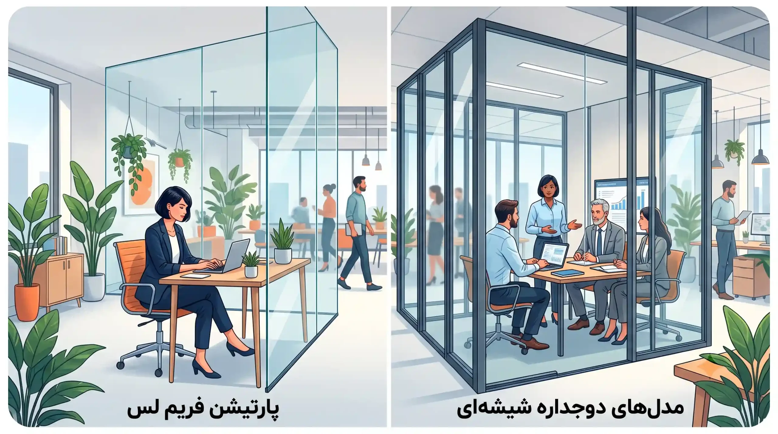 📊 مقایسه پارتیشن فریم لس با مدلهای دوجداره شیشهای