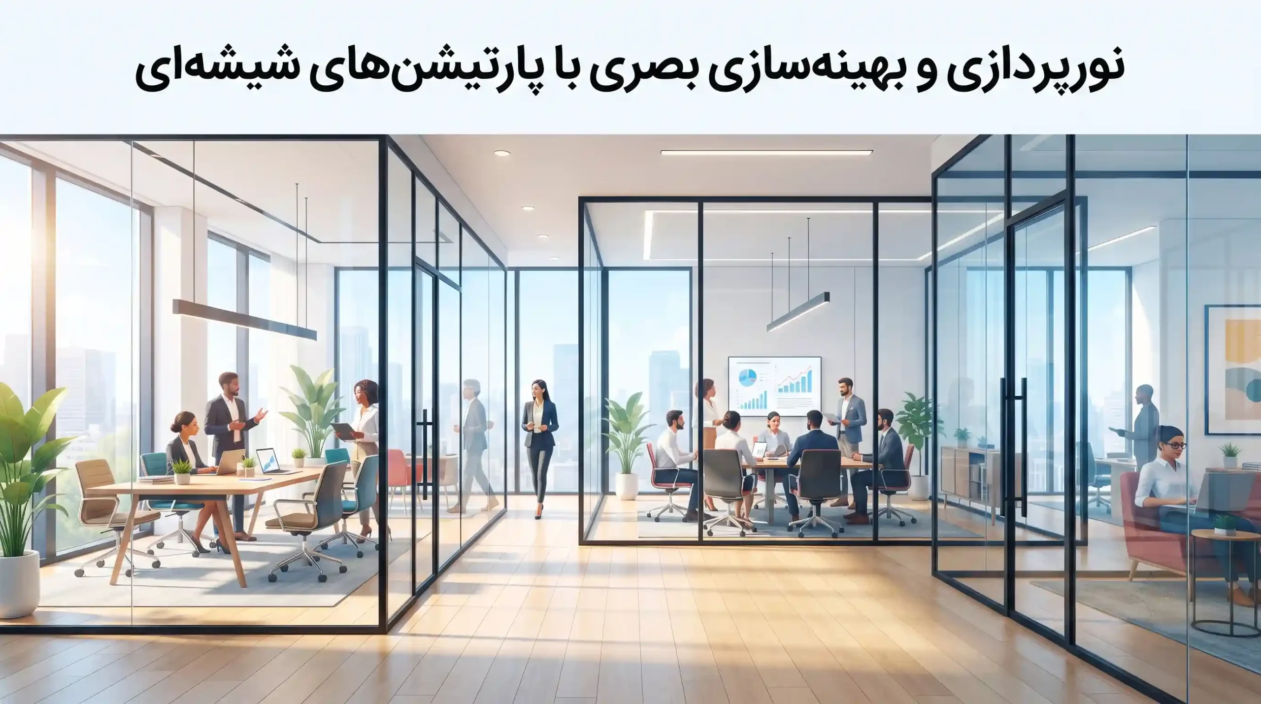 💡 نورپردازی و بهینه‌سازی بصری با پارتیشن‌های شیشه‌ای