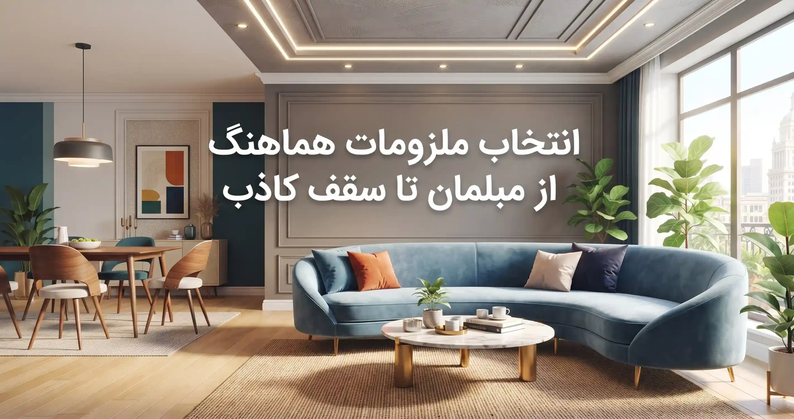 💼 انتخاب ملزومات هماهنگ از مبلمان تا سقف کاذب