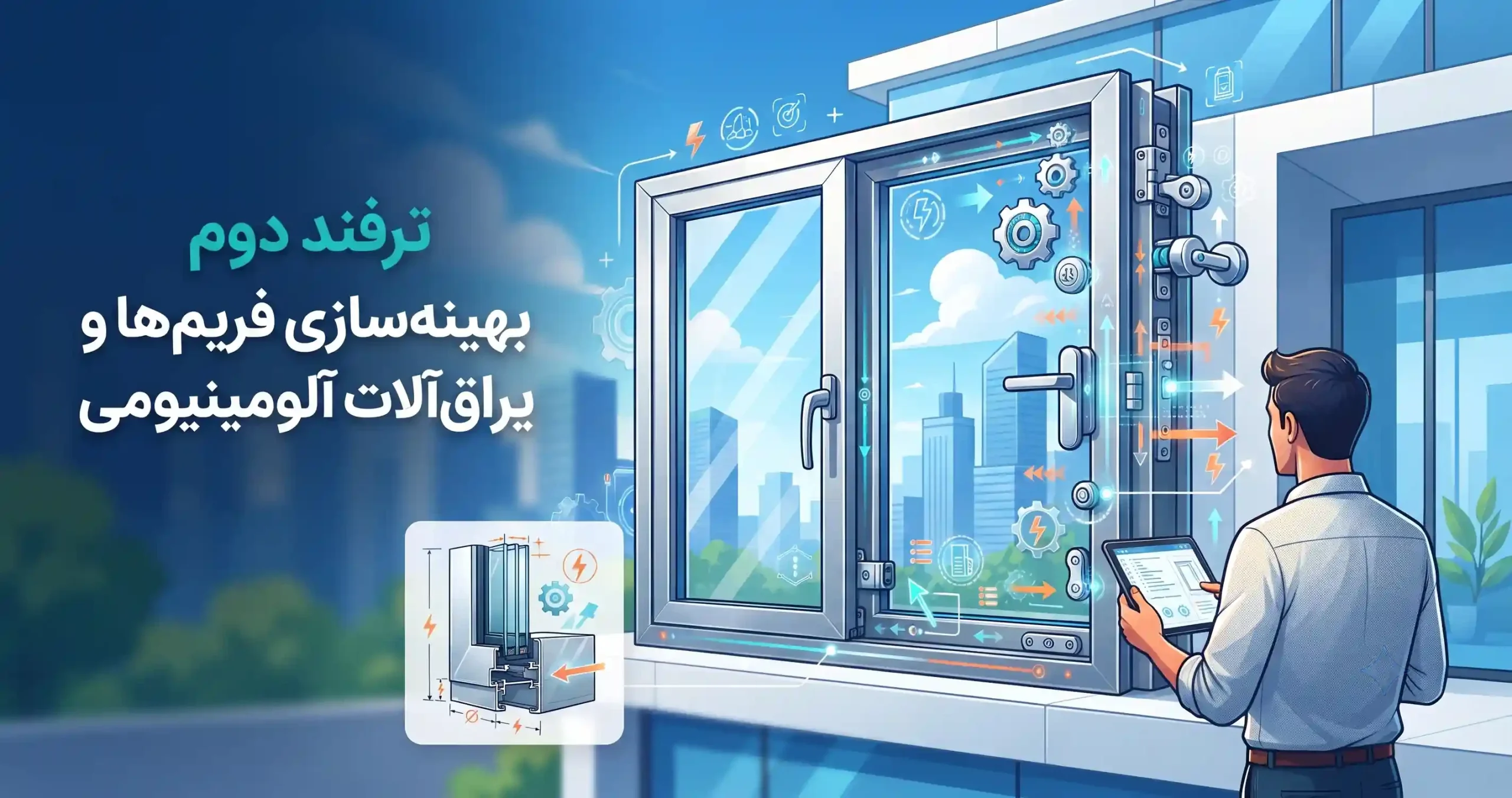 ⚙️ ترفند دوم بهینه‌سازی فریم‌ها و یراق‌آلات آلومینیومی