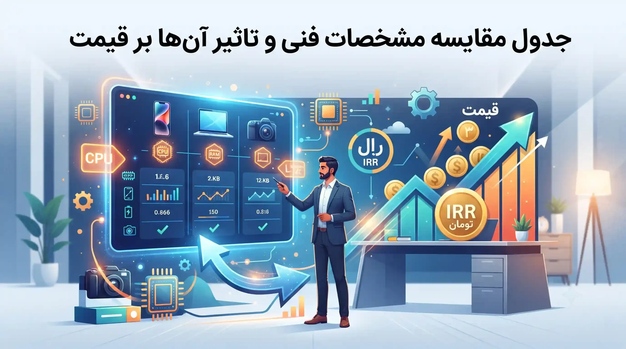 📊 جدول مقایسه مشخصات فنی و تاثیر آن‌ها بر قیمت
