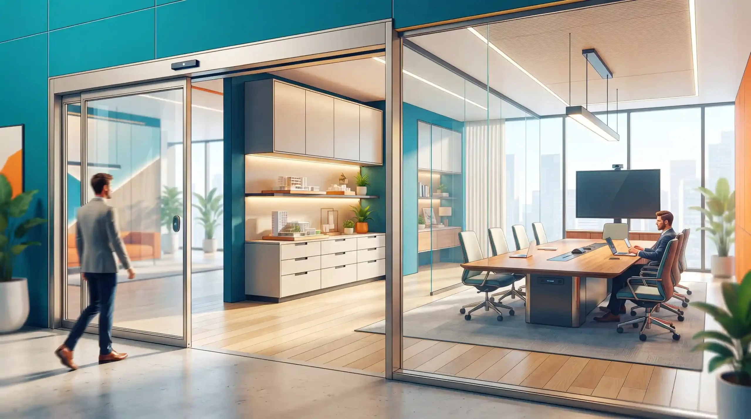 🚪 تجهیزات جانبی مدرن؛ از دربهای اتوماتیک تا کابینت و میز کنفرانس