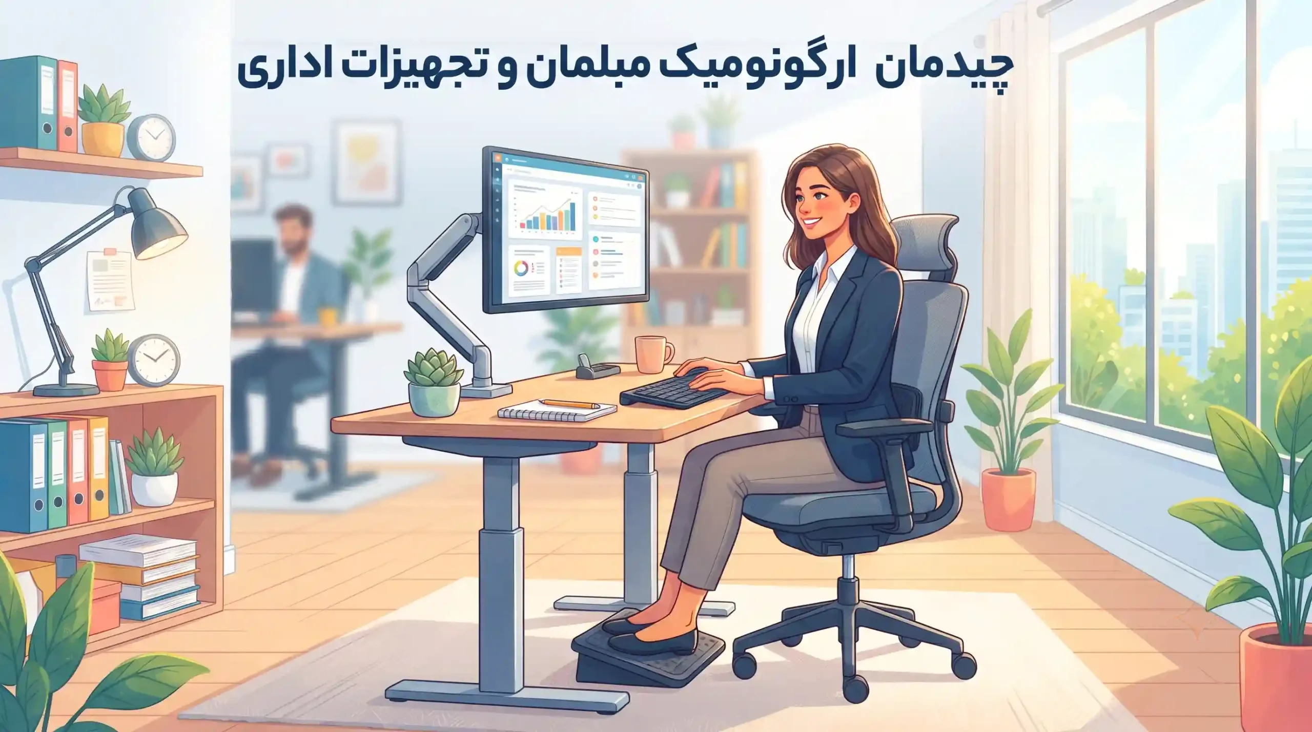 🪑 چیدمان ارگونومیک مبلمان و تجهیزات اداری