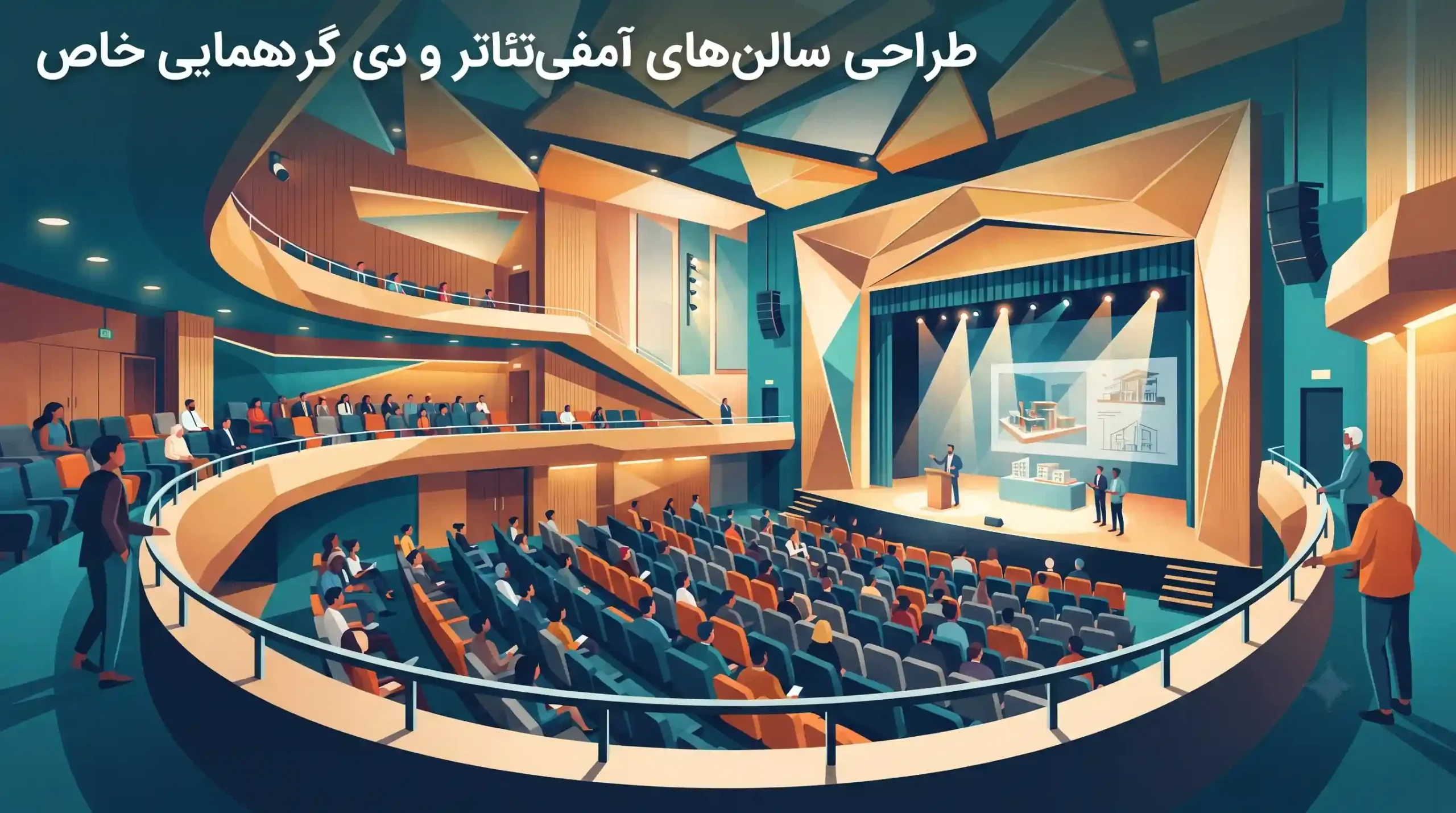 🎭 طراحی سالن‌های آمفی‌تئاتر و فضاهای گردهمایی خاص