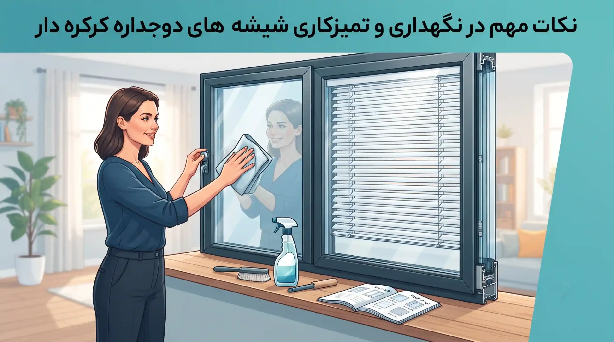 🧼 نکات مهم در نگهداری و تمیزکاری شیشه‌های دوجداره کرکره دار
