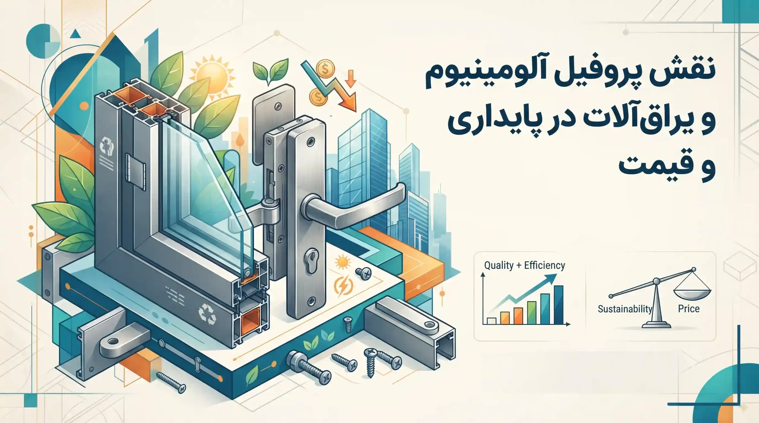 ⚙️ نقش پروفیل آلومینیوم و یراق‌آلات در پایداری و قیمت