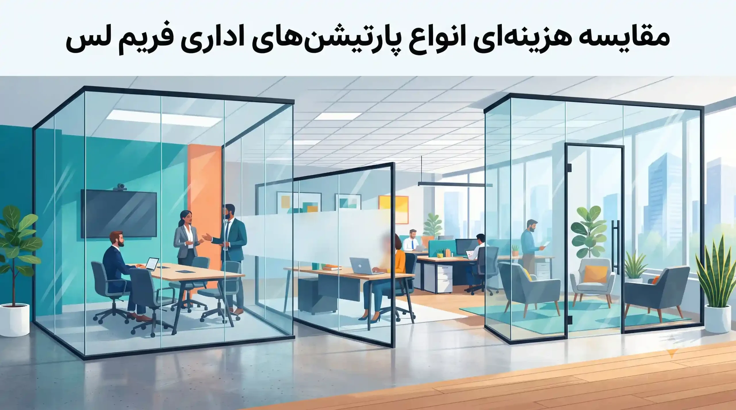 📊 مقایسه هزینه‌ای انواع پارتیشن‌های اداری فریم لس