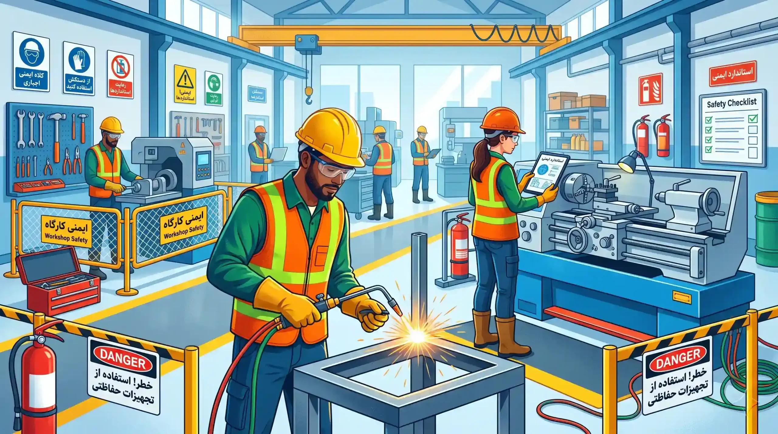 🛡️ اصول ایمنی و استانداردهای کارگاهی در حین اجرا