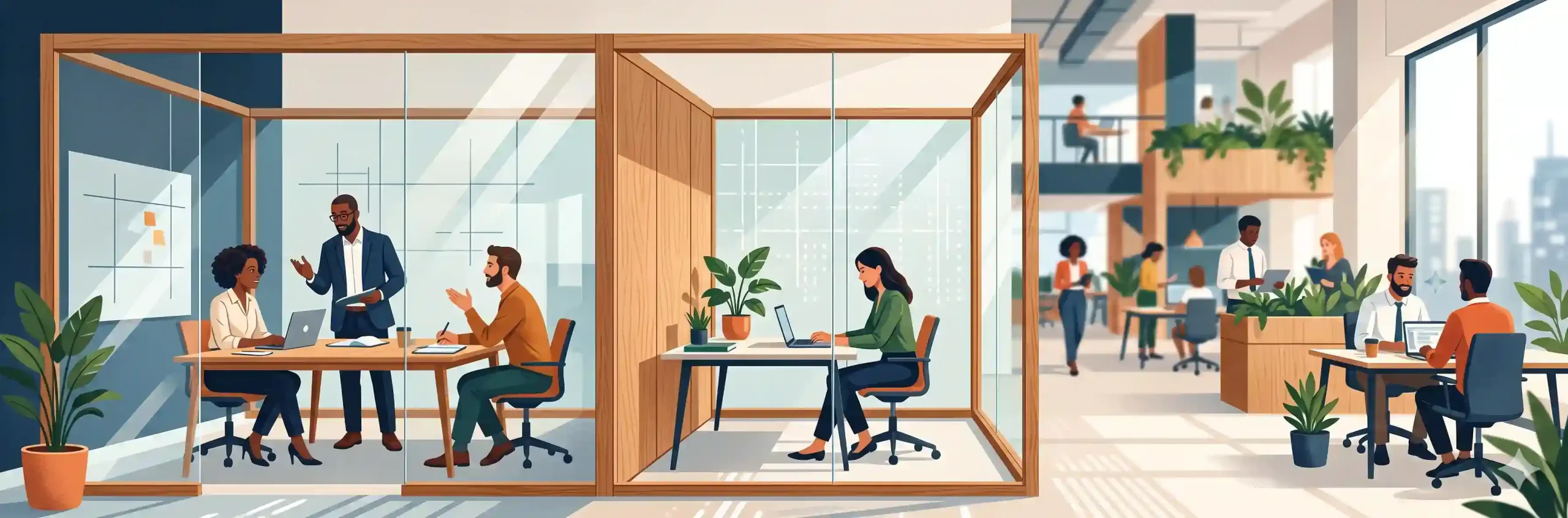 🏢 اهمیت فضاسازی اداری مدرن با پارتیشن‌های ام دی اف و شیشه‌ای