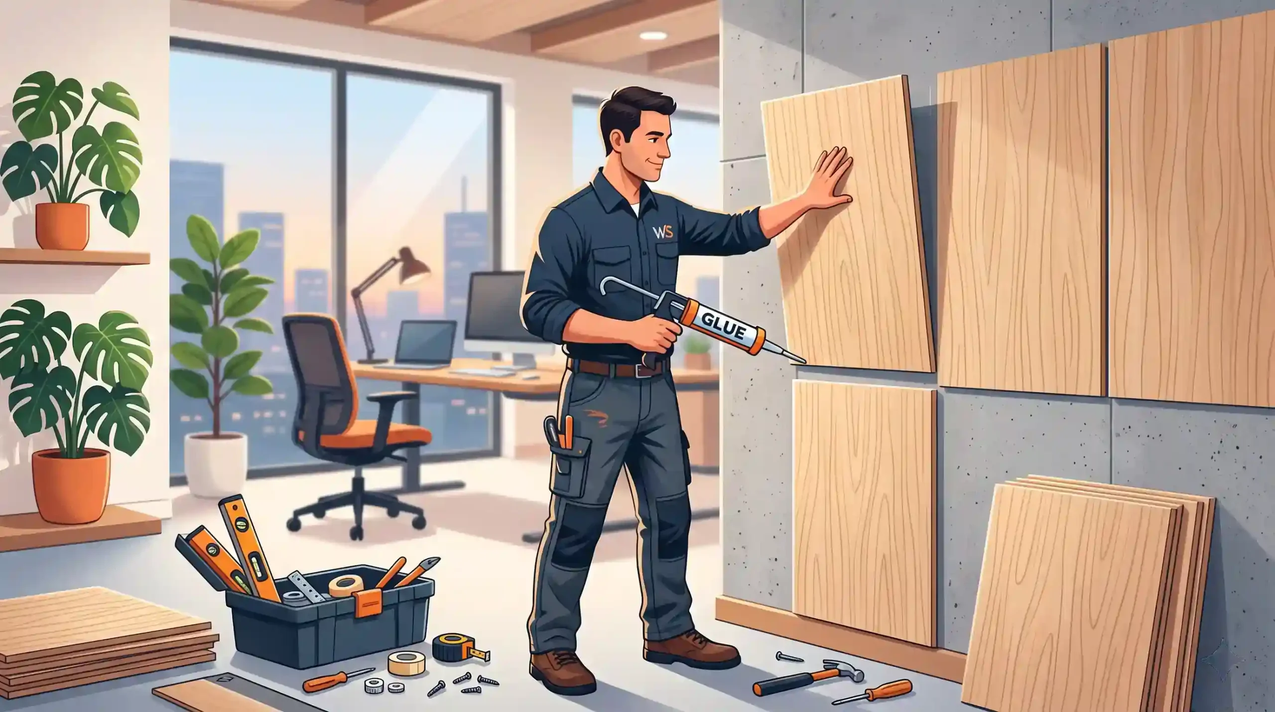 🛠 آموزش گام به گام نحوه نصب دیوارپوش اداری