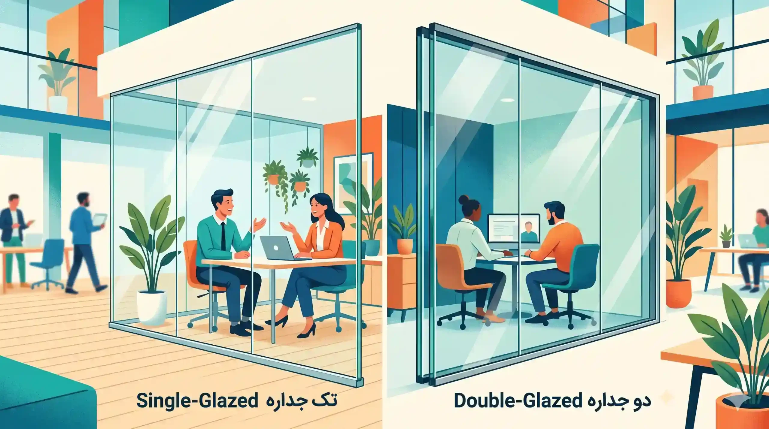 🚪 مقایسه پارتیشن فریم لس تک جداره و دو جداره