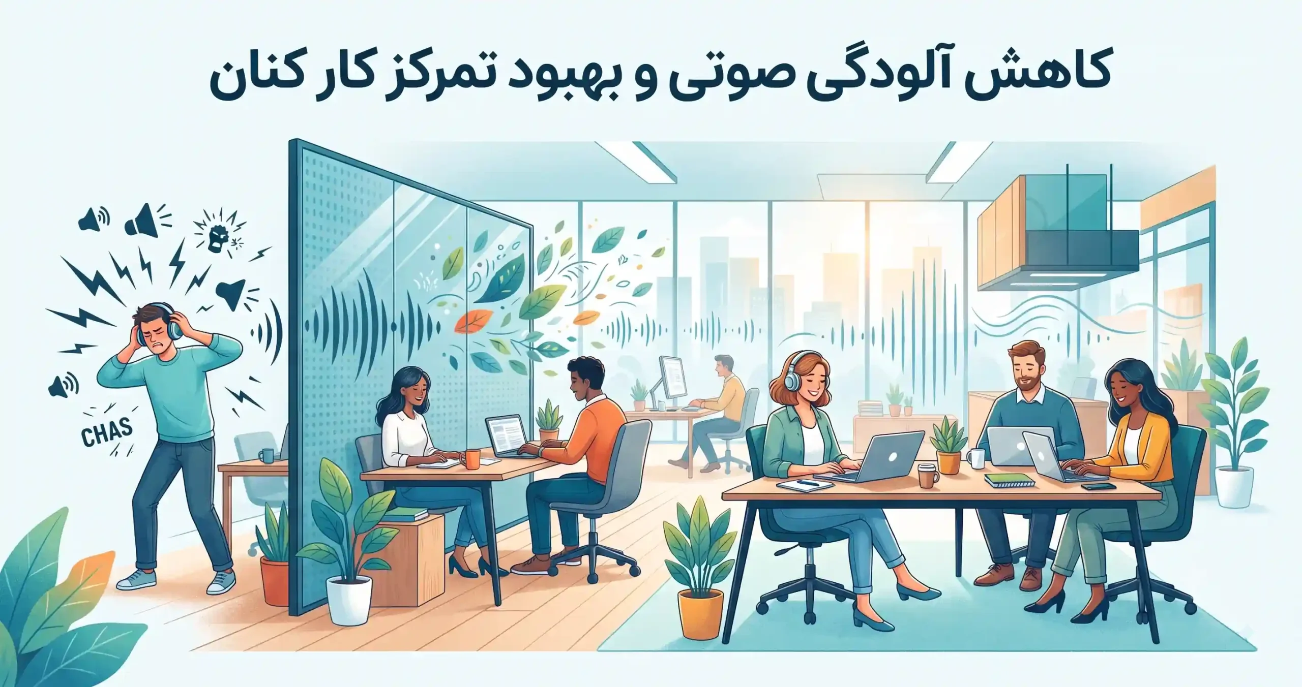 🔇 کاهش آلودگی صوتی و بهبود تمرکز کارکنان