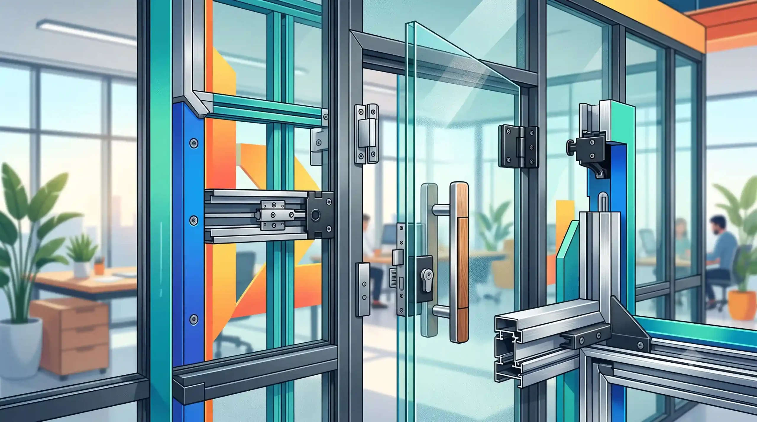 ⚙️ اهمیت یراق‌آلات و پروفیل آلومینیوم در طول عمر و قیمت پارتیشن