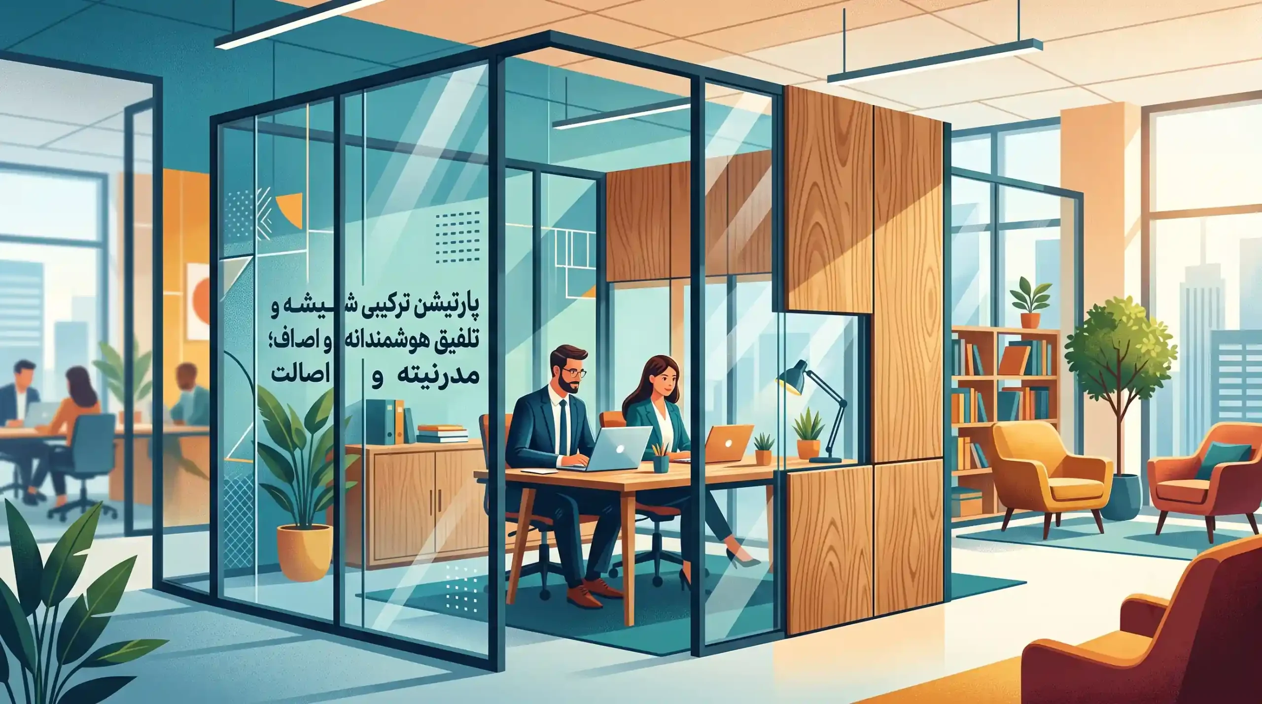 🤝 پارتیشن ترکیبی شیشه و ام دی اف؛ تلفیق هوشمندانه مدرنیته و اصالت