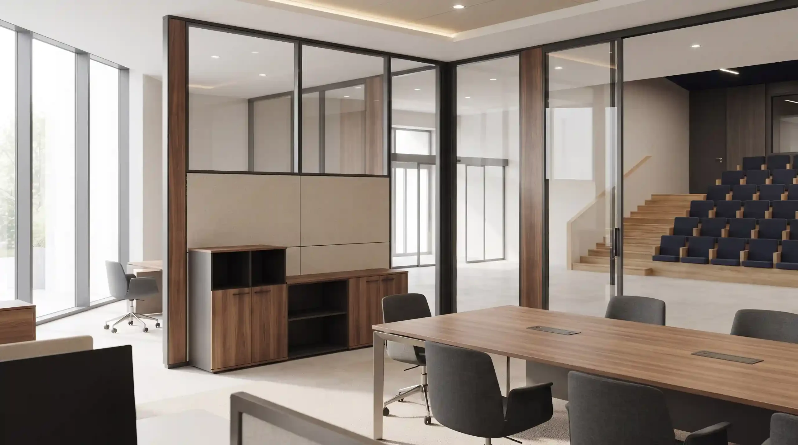 🚪 کابینت، میز کنفرانس، سالن آمفی تئاتر و درب‌های اتوماتیک مدرن