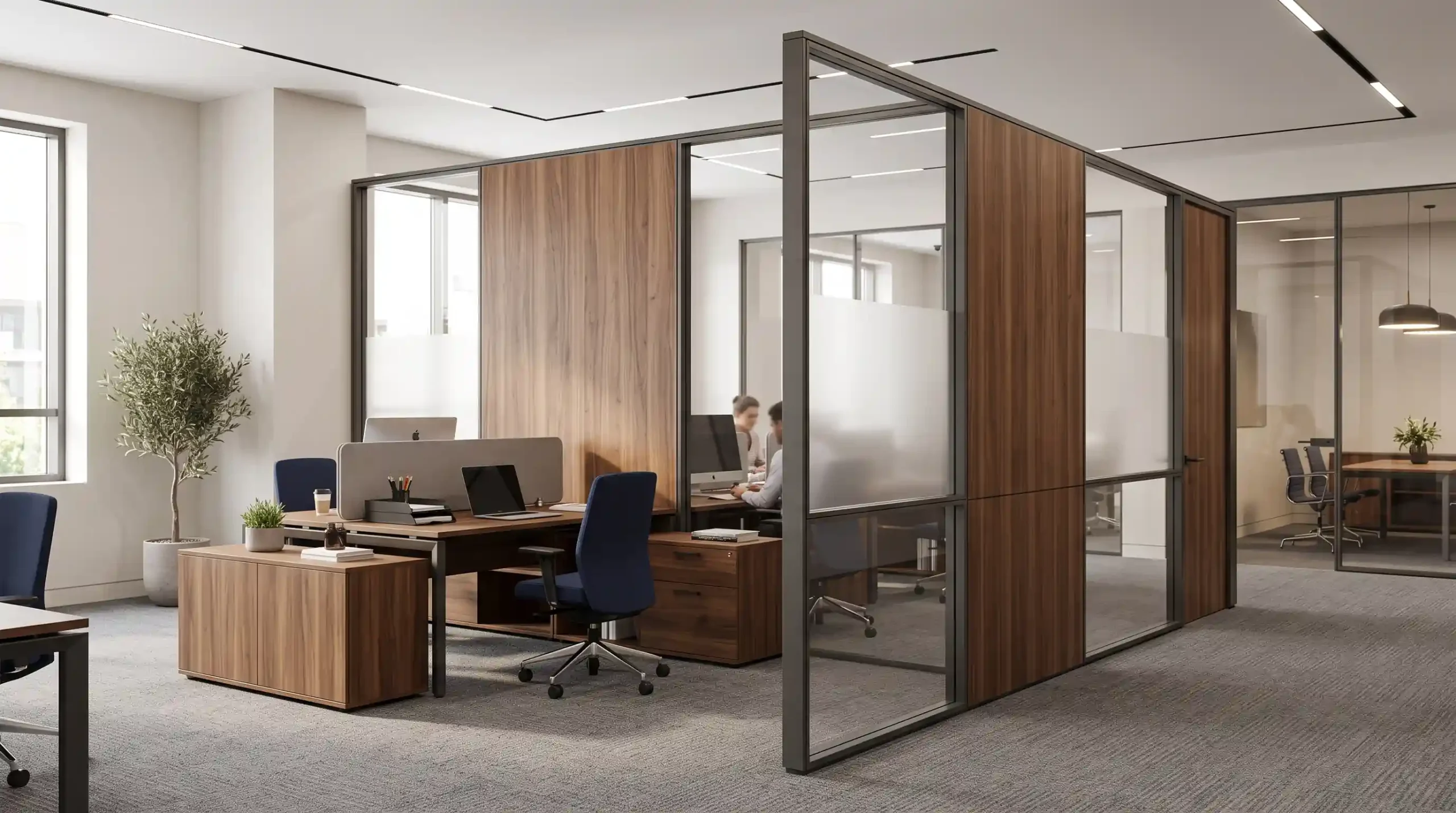 🚪 همافزایی دربهای اتوماتیک با پارتیشنهای شیشهای و امدیاف