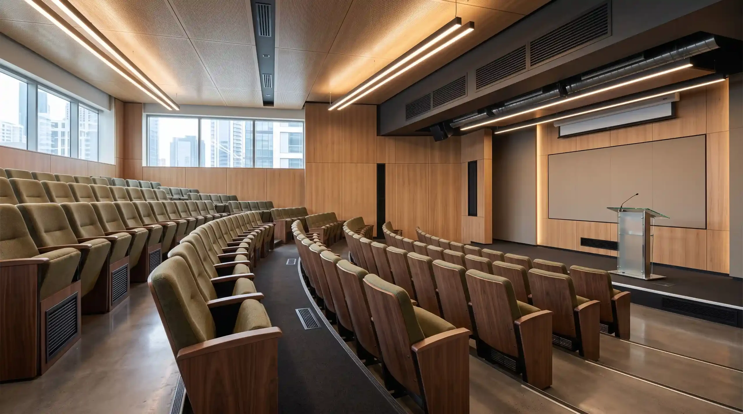 💺 ارگونومی صندلی‌ها و چیدمان فضایی سالن‌های اجتماعات